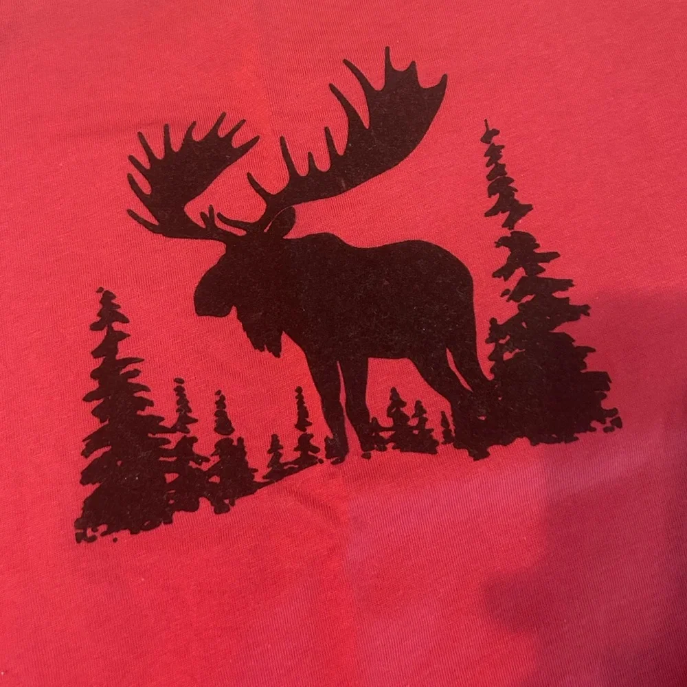 NWT Deux Par Deux Red Long Sleeve T-Shirt with Moose Print Size 8
